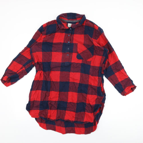 NEXT Womens Red Plaid Cotton Top Dress Size M Button