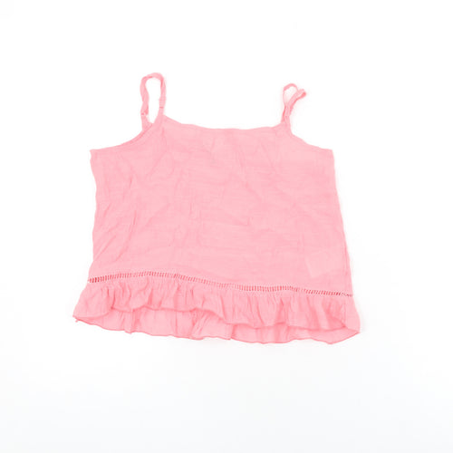 H&M Womens Pink Viscose Cropped T-Shirt Size 8 Square Neck