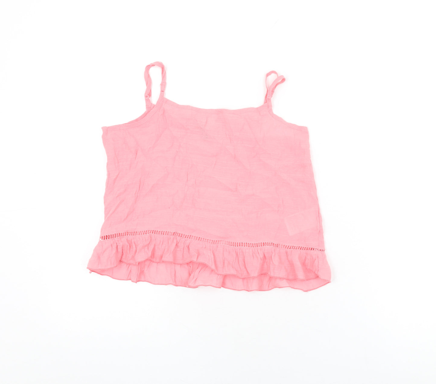 H&M Womens Pink Viscose Cropped T-Shirt Size 8 Square Neck