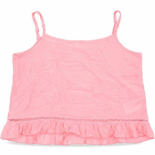 H&M Womens Pink Viscose Cropped T-Shirt Size 8 Square Neck