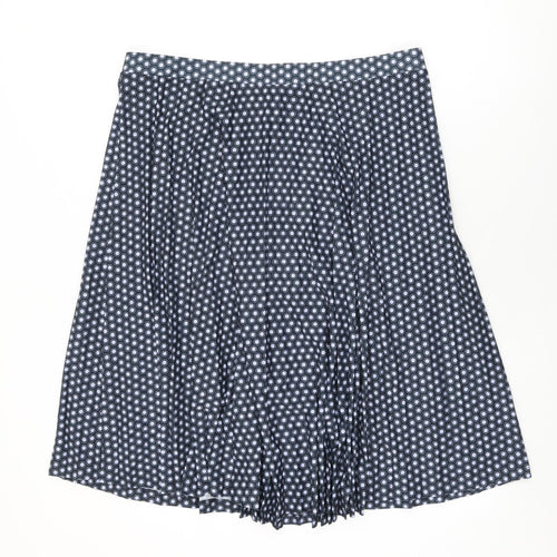 Marks and Spencer Womens Blue Geometric Polyester Swing Skirt Size 18