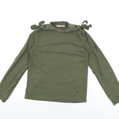 Majestic Legon Womens Green Polyester Basic T-Shirt Size M Round Neck