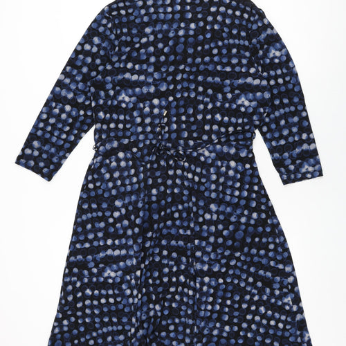 H&M Womens Black Polka Dot Polyester A-Line Size XL V-Neck Pullover