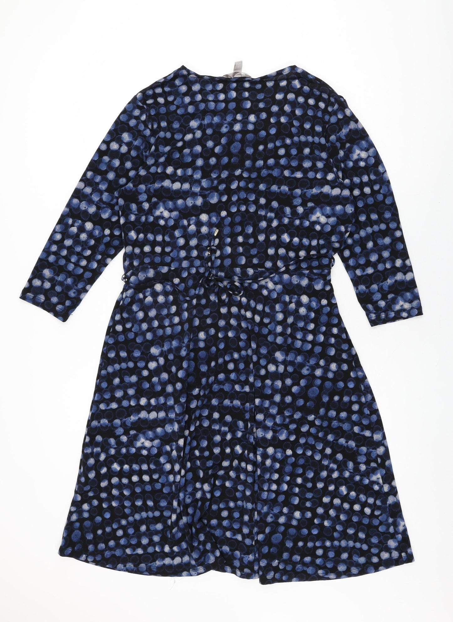 H&M Womens Black Polka Dot Polyester A-Line Size XL V-Neck Pullover