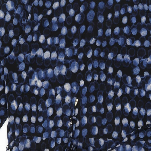 H&M Womens Black Polka Dot Polyester A-Line Size XL V-Neck Pullover