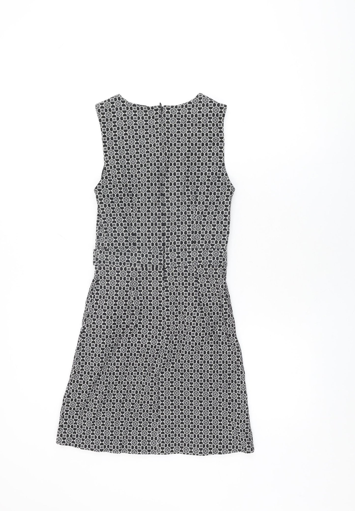 Miss Selfridge Womens Black Floral Polyester Mini Size 8 Round Neck Zip