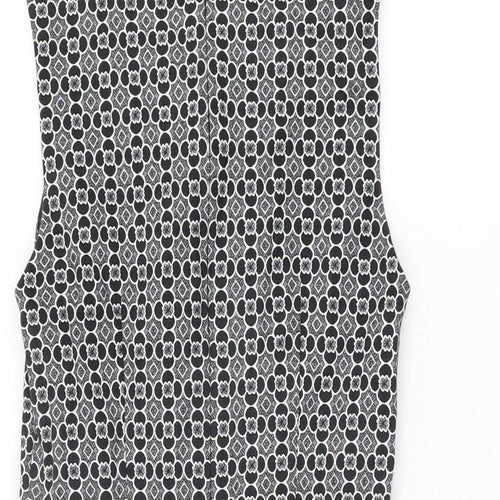 Miss Selfridge Womens Black Floral Polyester Mini Size 8 Round Neck Zip