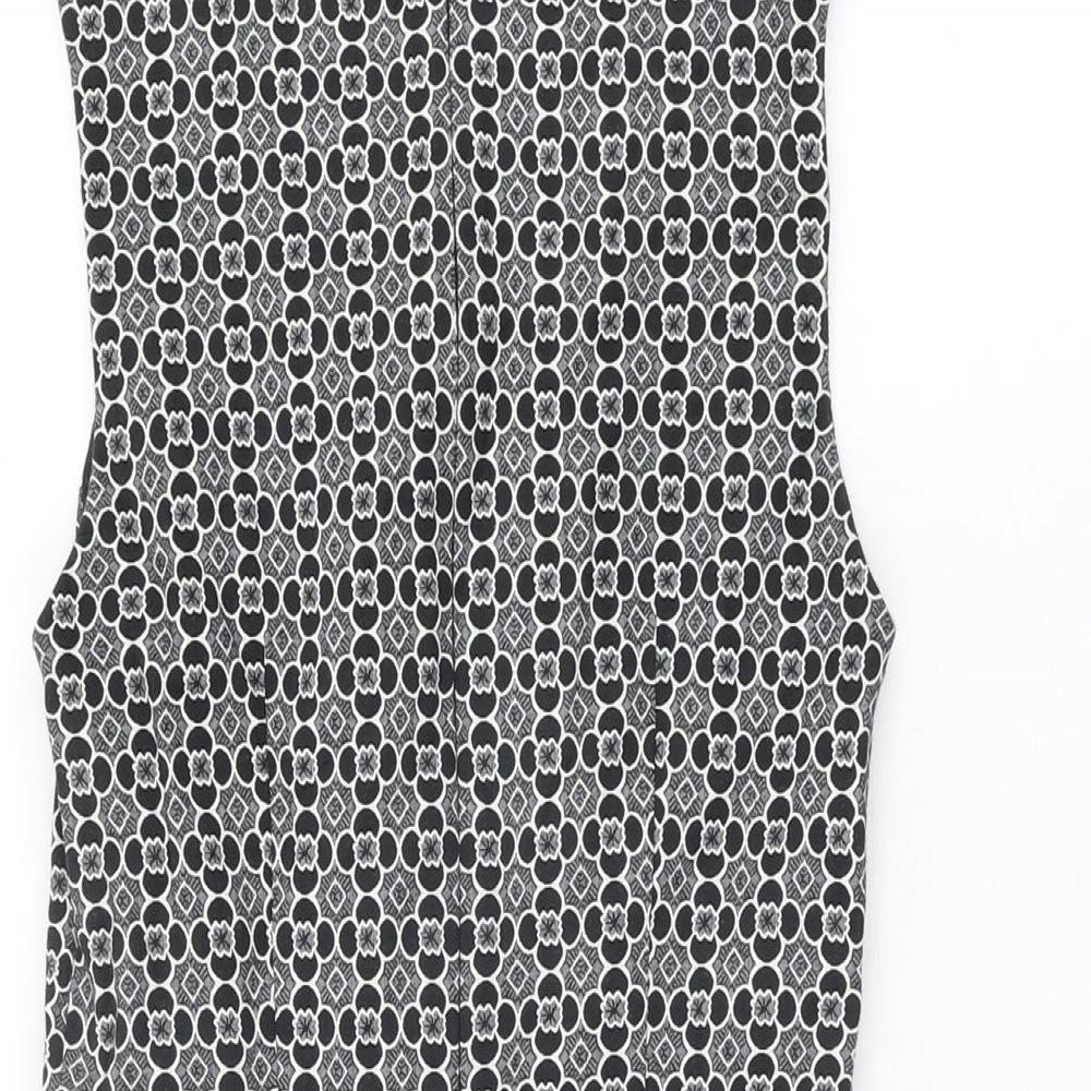 Miss Selfridge Womens Black Floral Polyester Mini Size 8 Round Neck Zip