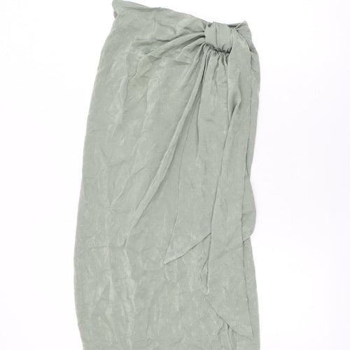 Zara Womens Green Polyester Flare Skirt Size XS Zip