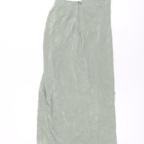 Zara Womens Green Polyester Flare Skirt Size XS Zip