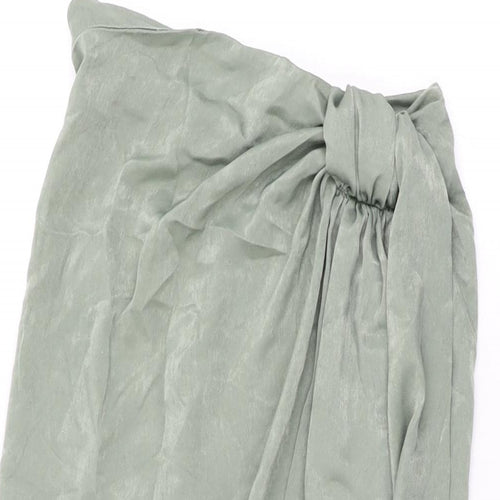 Zara Womens Green Polyester Flare Skirt Size XS Zip