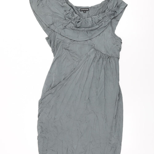 Warehouse Womens Grey Viscose Shift Size 16 Scoop Neck Pullover