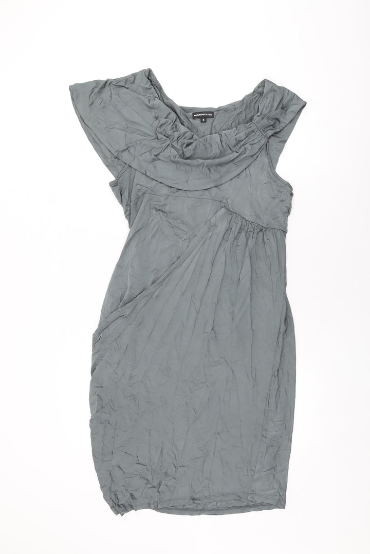 Warehouse Womens Grey Viscose Shift Size 16 Scoop Neck Pullover