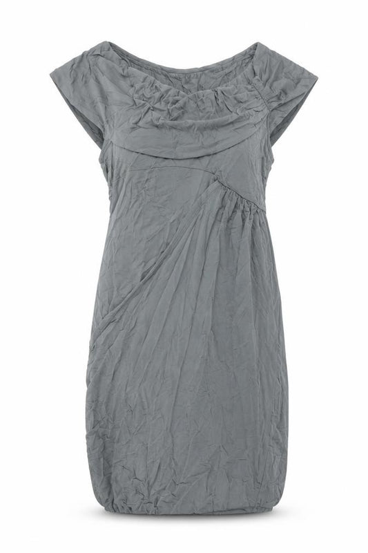 Front view of Warehouse women’s grey viscose shift, size UK 16, scoop neck pullover