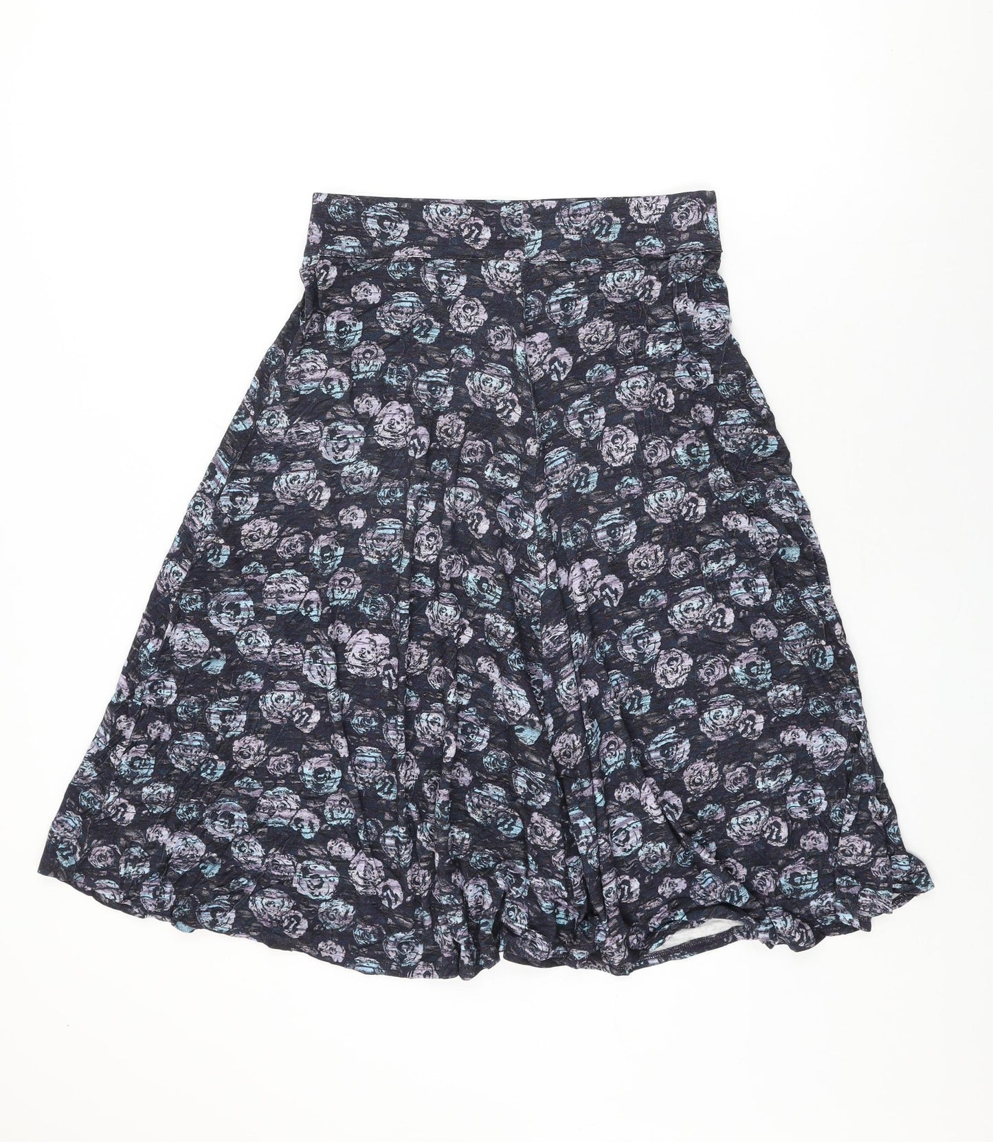 Brora Womens Blue Geometric Viscose Swing Skirt Size 12