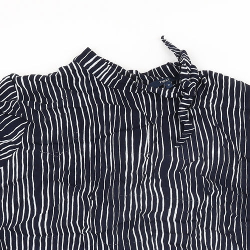NEXT Womens Blue Striped Viscose Basic T-Shirt Size 18 Round Neck