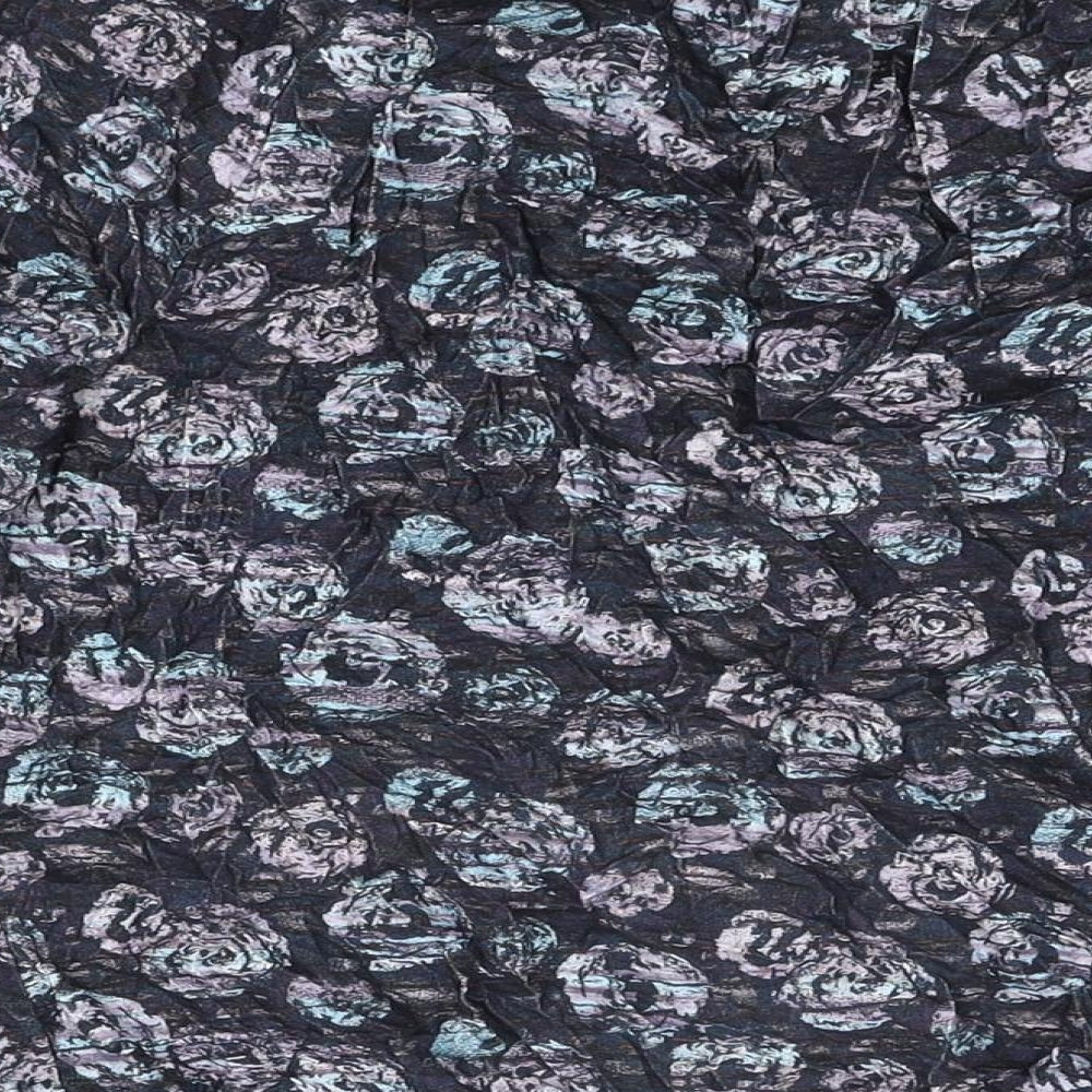 Brora Womens Blue Geometric Viscose Basic T-Shirt Size 12 V-Neck - Size 12-14