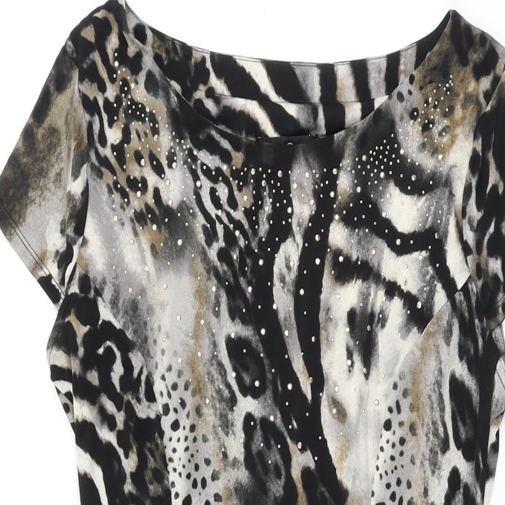 M&Co Womens Multicoloured Animal Print Polyester A-Line Size 10 Round Neck Pullover