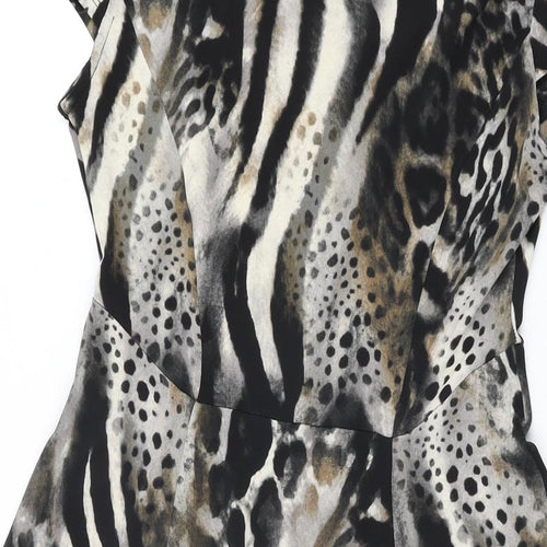 M&Co Womens Multicoloured Animal Print Polyester A-Line Size 10 Round Neck Pullover