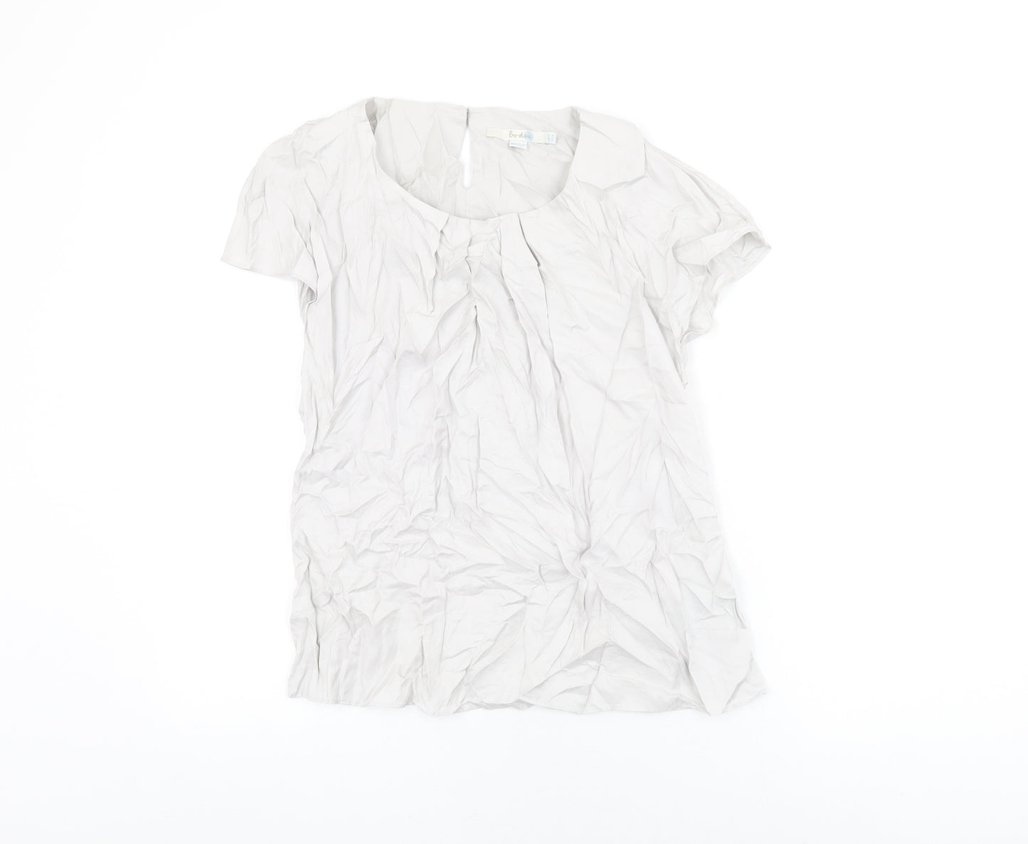 Boden Womens Grey Silk Basic T-Shirt Size 12 Round Neck