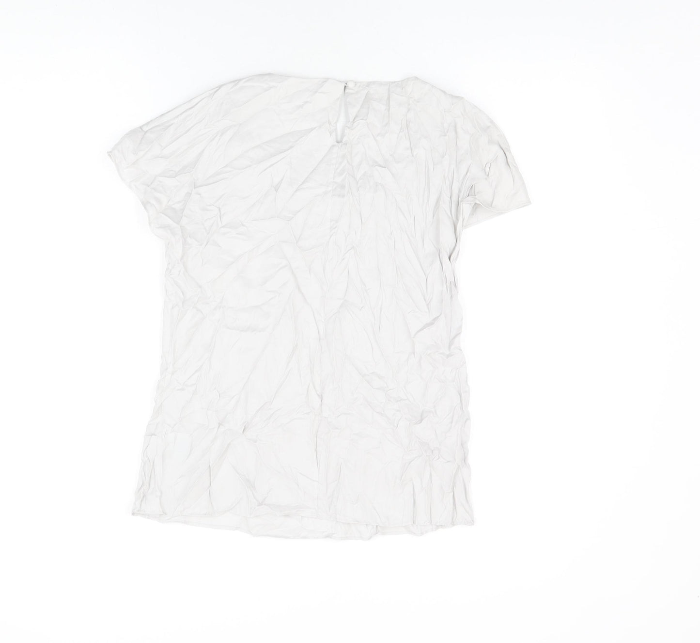 Boden Womens Grey Silk Basic T-Shirt Size 12 Round Neck