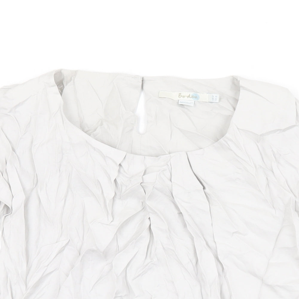 Boden Womens Grey Silk Basic T-Shirt Size 12 Round Neck