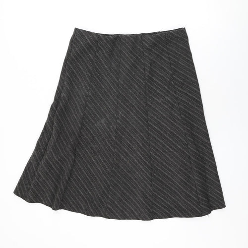 Marks and Spencer Womens Grey Striped Polyester Swing Skirt Size 12