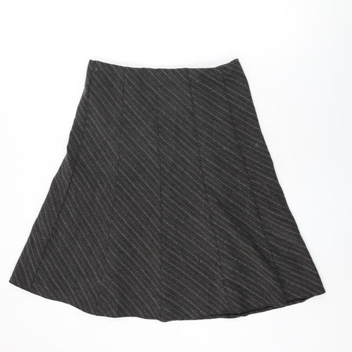 Marks and Spencer Womens Grey Striped Polyester Swing Skirt Size 12