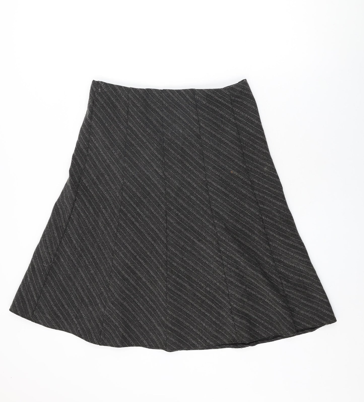 Marks and Spencer Womens Grey Striped Polyester Swing Skirt Size 12