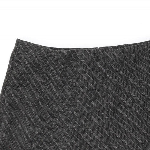 Marks and Spencer Womens Grey Striped Polyester Swing Skirt Size 12