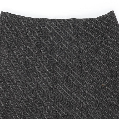 Marks and Spencer Womens Grey Striped Polyester Swing Skirt Size 12