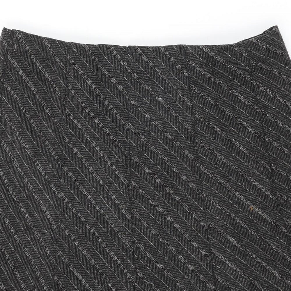 Marks and Spencer Womens Grey Striped Polyester Swing Skirt Size 12