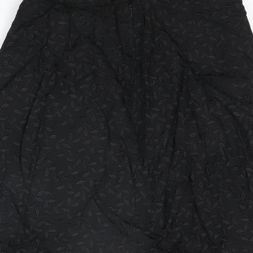 Monsoon Womens Black Geometric Polyester Straight & Pencil Skirt Size 12 Zip - Leaf Print