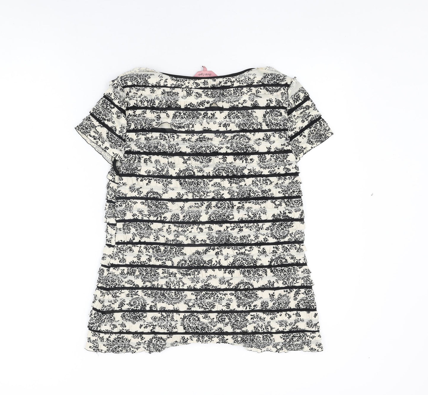 Phase Eight Womens Ivory Floral Polyester Basic T-Shirt Size 16 Scoop Neck