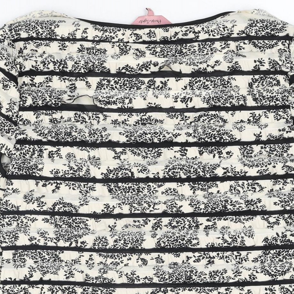 Phase Eight Womens Ivory Floral Polyester Basic T-Shirt Size 16 Scoop Neck