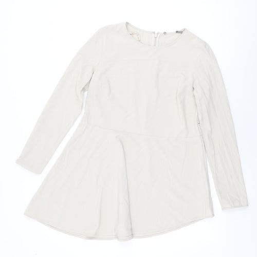 COS Womens Beige Polyester Basic T-Shirt Size 8 Round Neck