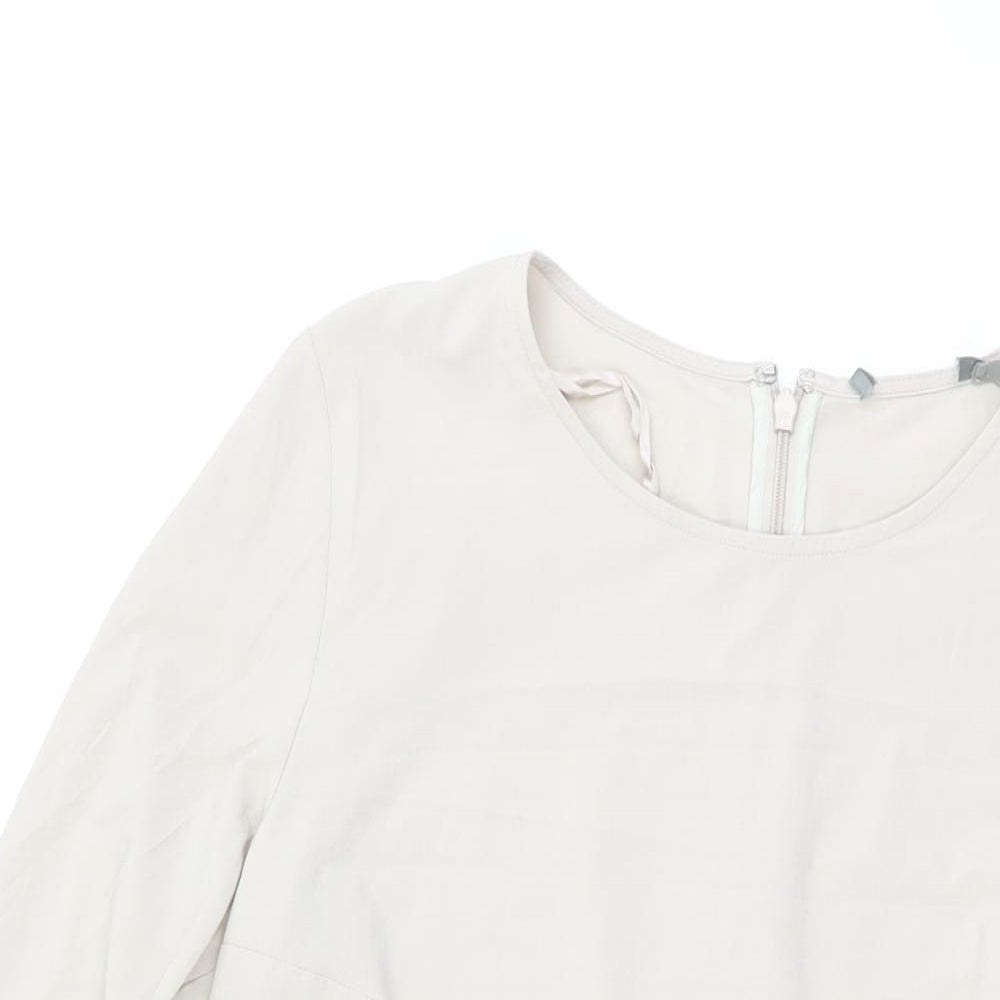 COS Womens Beige Polyester Basic T-Shirt Size 8 Round Neck