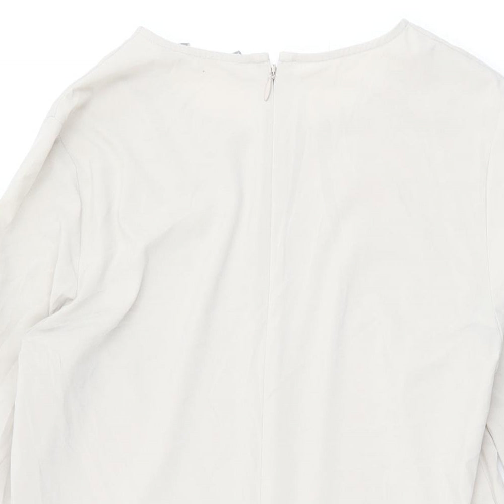 COS Womens Beige Polyester Basic T-Shirt Size 8 Round Neck