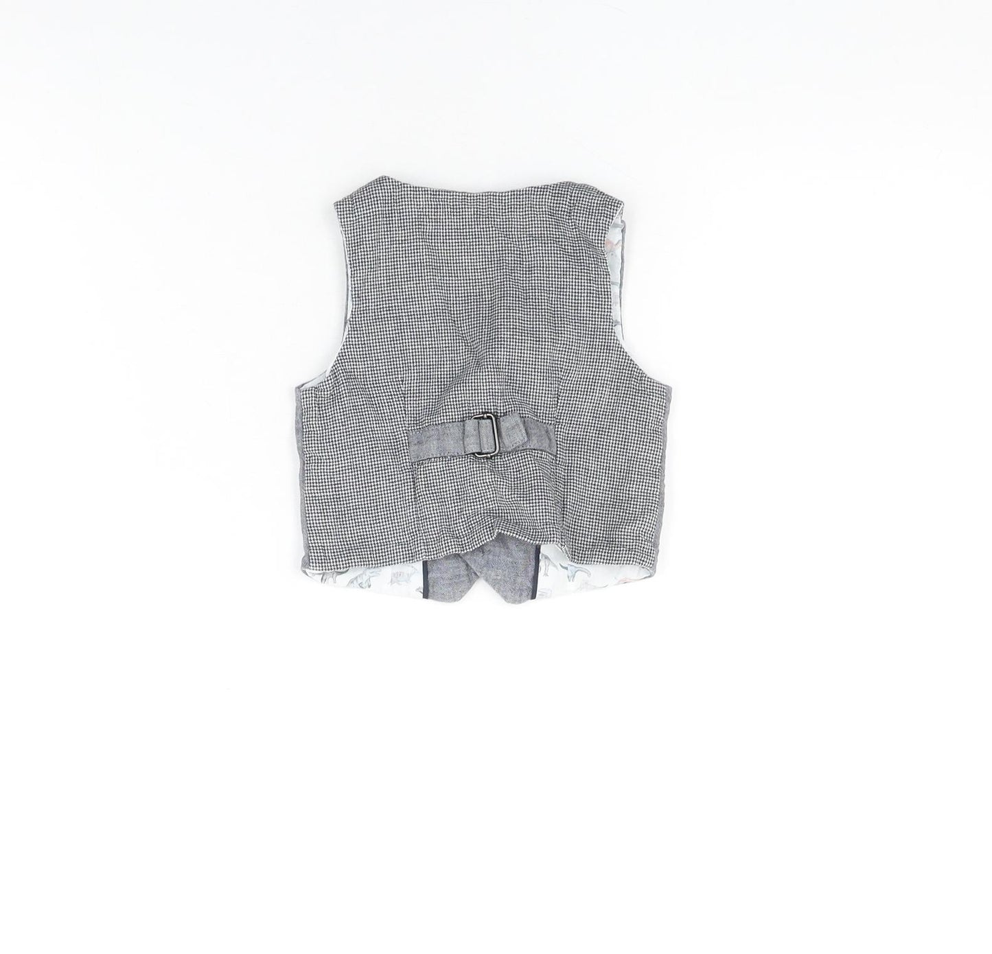 NEXT Baby Grey Cotton Basic Button-Up Size 3-6 Months V-Neck Button - Waistcoat
