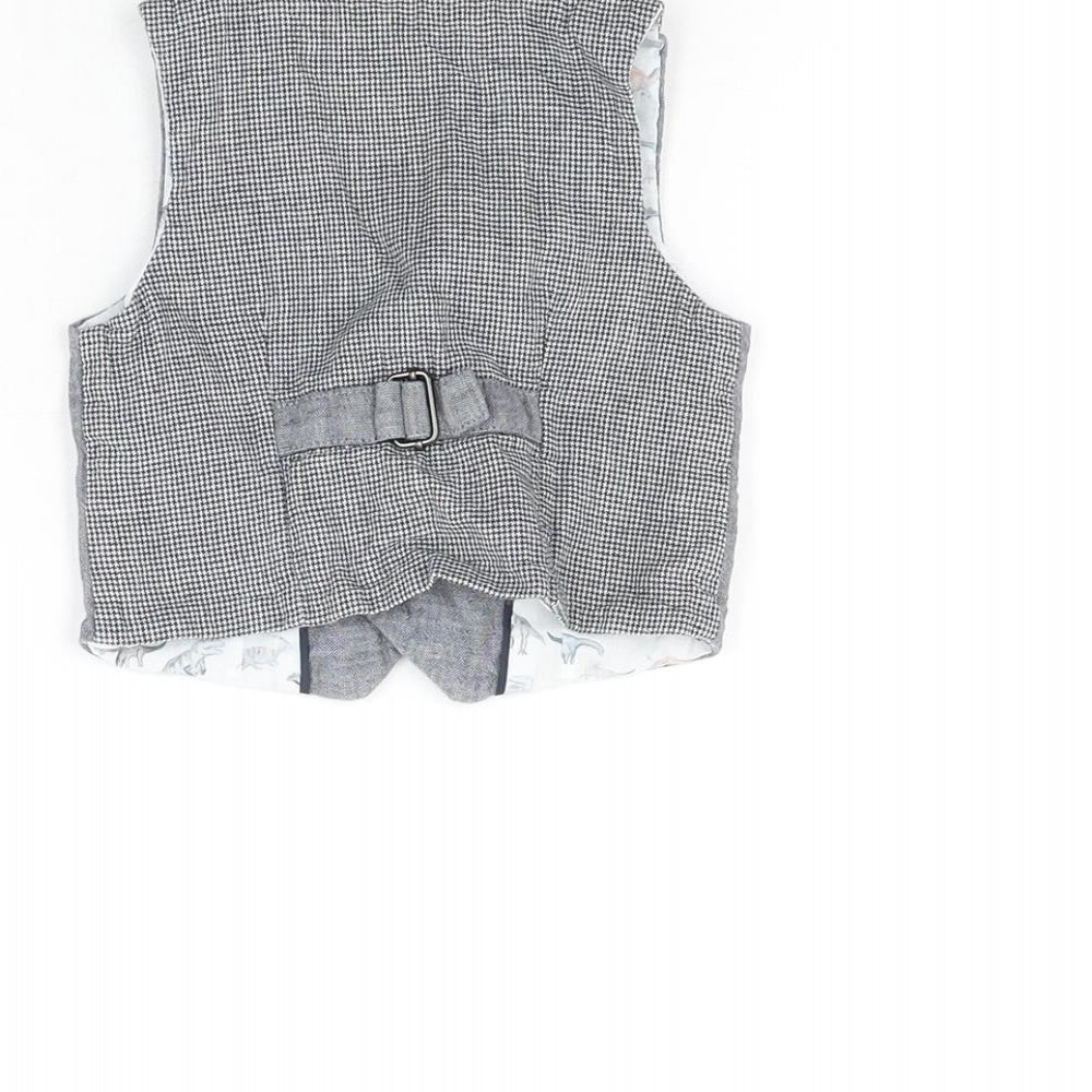 NEXT Baby Grey Cotton Basic Button-Up Size 3-6 Months V-Neck Button - Waistcoat