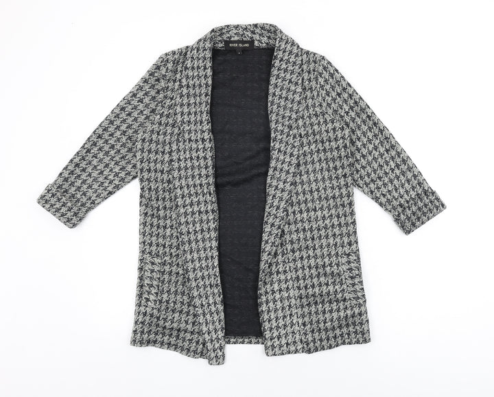 River Island Womens Grey Geometric Jacket Blazer Size 8 - Houndstooth