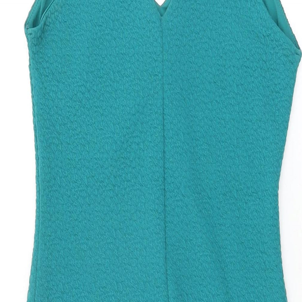River Island Womens Blue Polyester Bodycon Size 10 V-Neck Pullover