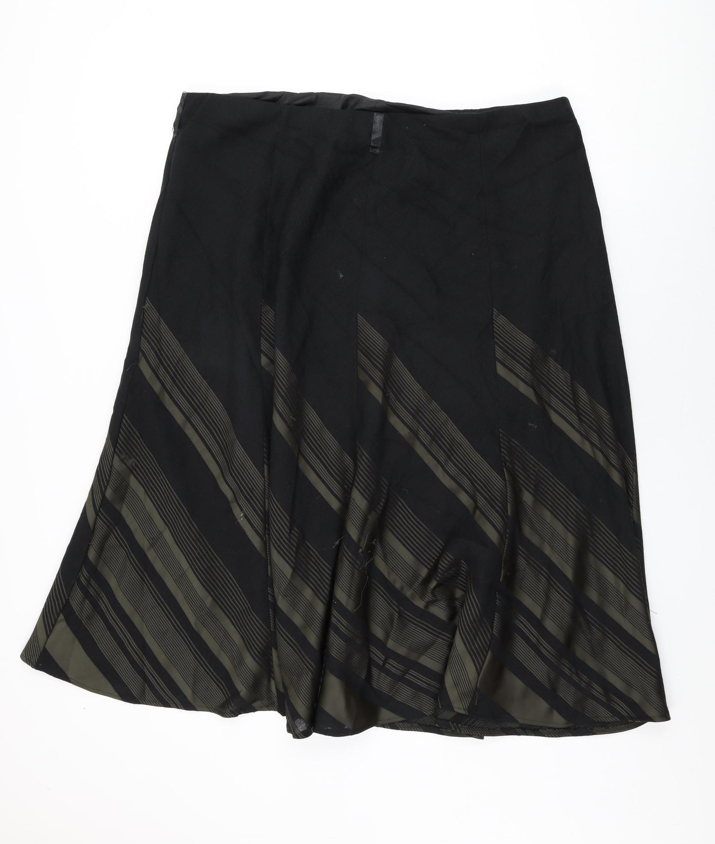 Marks and Spencer Womens Black Striped Polyester Swing Skirt Size 22