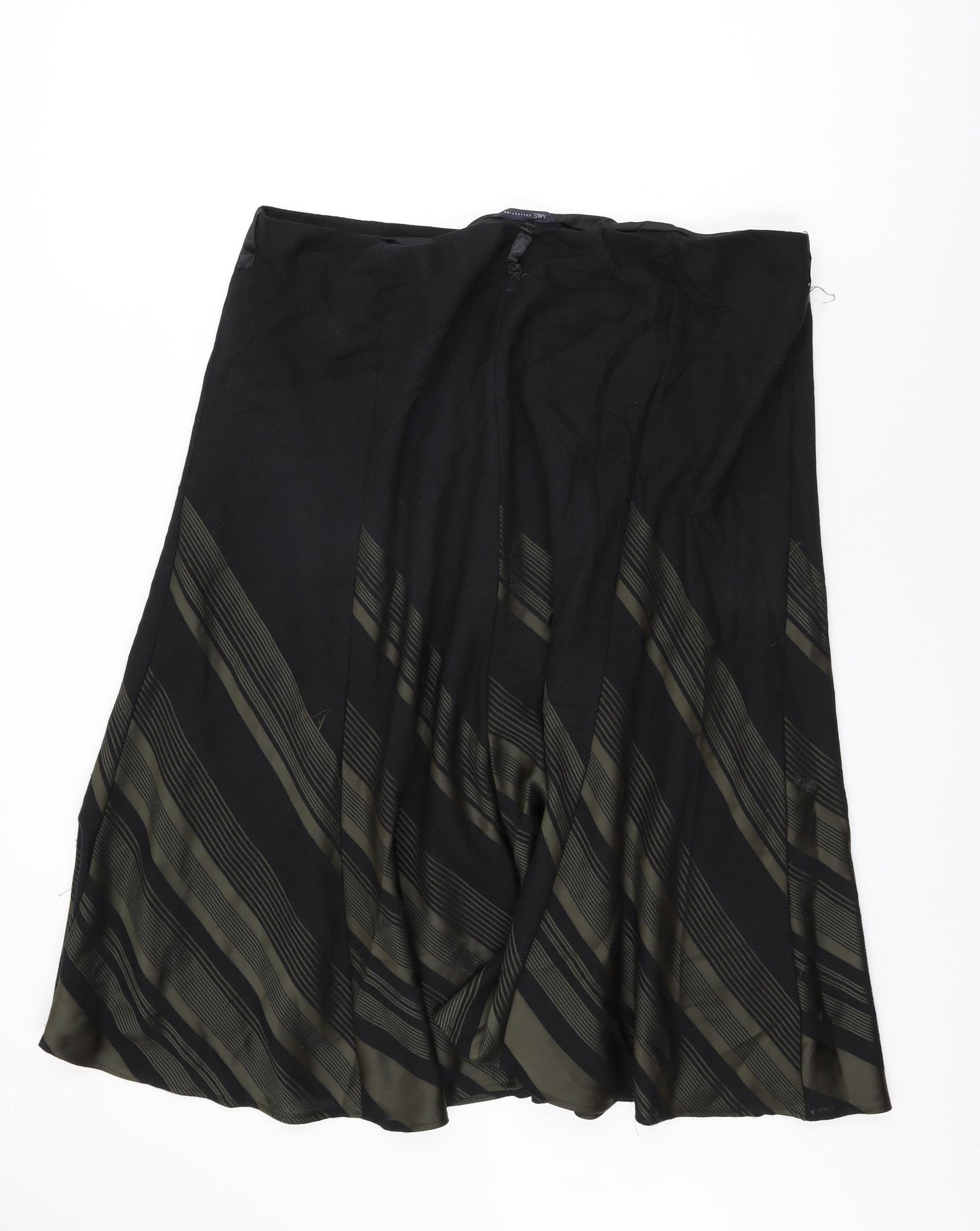 Marks and Spencer Womens Black Striped Polyester Swing Skirt Size 22