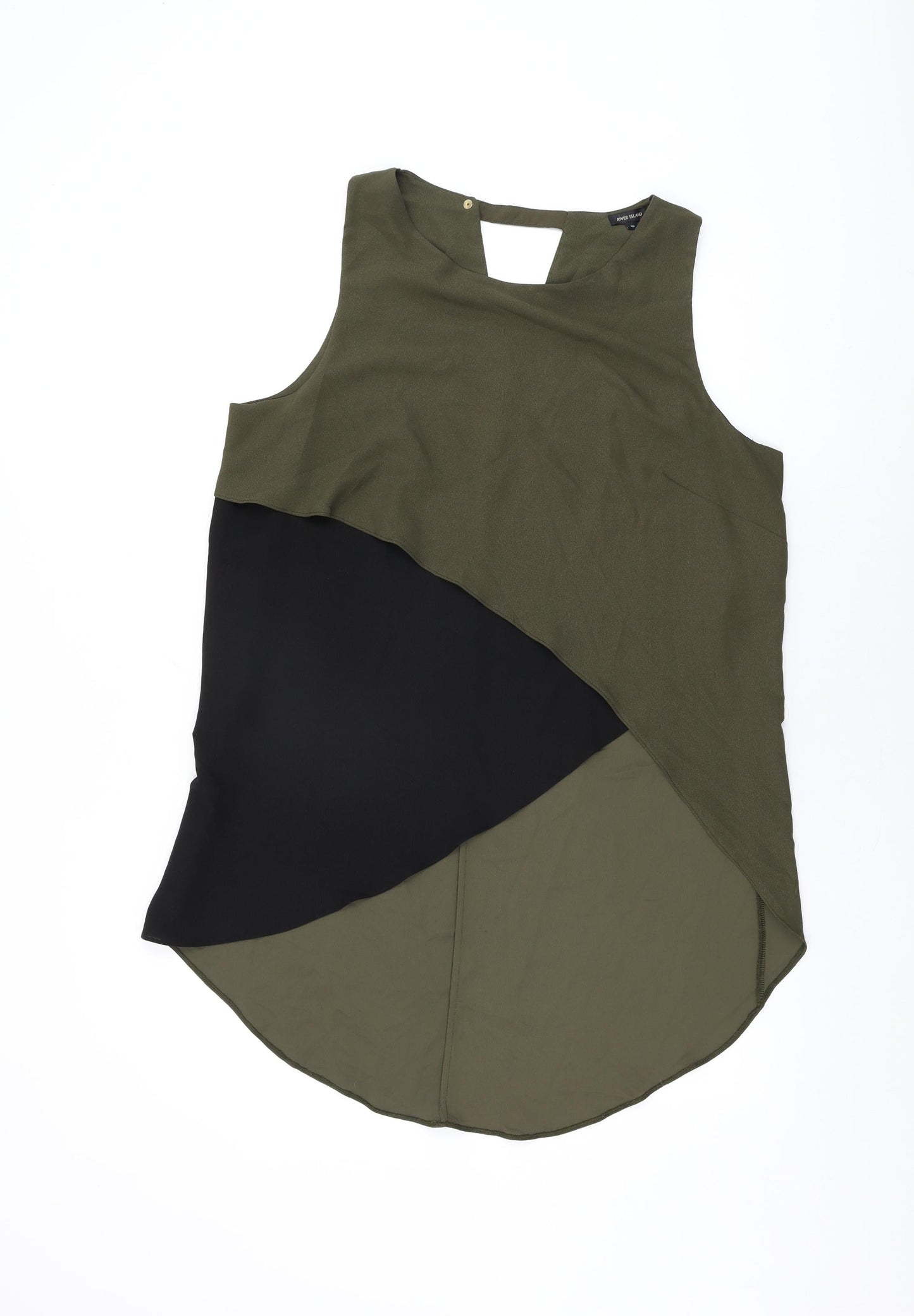 River Island Womens Green Polyester Basic Blouse Size 16 Round Neck