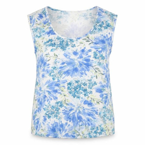 Gina Minetti Womens White Floral Viscose Basic T-Shirt Size 14 Round Neck