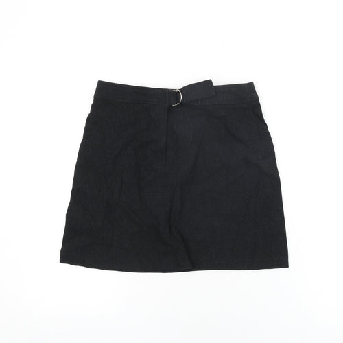 Miss Selfridge Womens Black Wool Mini Skirt Size 8 Zip