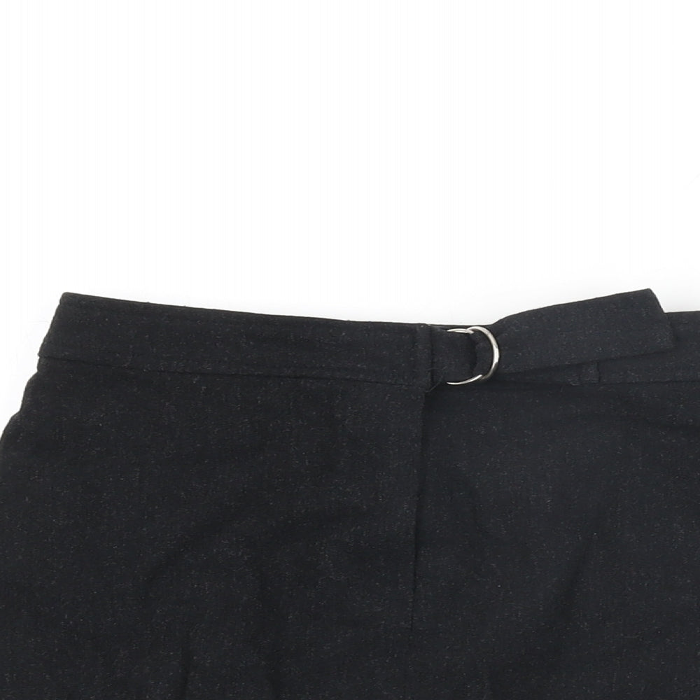 Miss Selfridge Womens Black Wool Mini Skirt Size 8 Zip