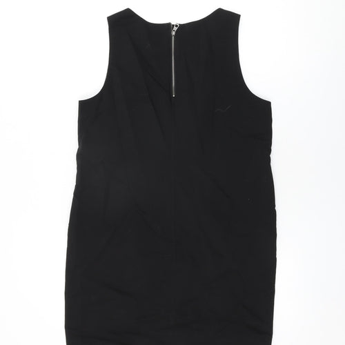 NEXT Womens Black Cotton Shift Size 12 Round Neck Zip