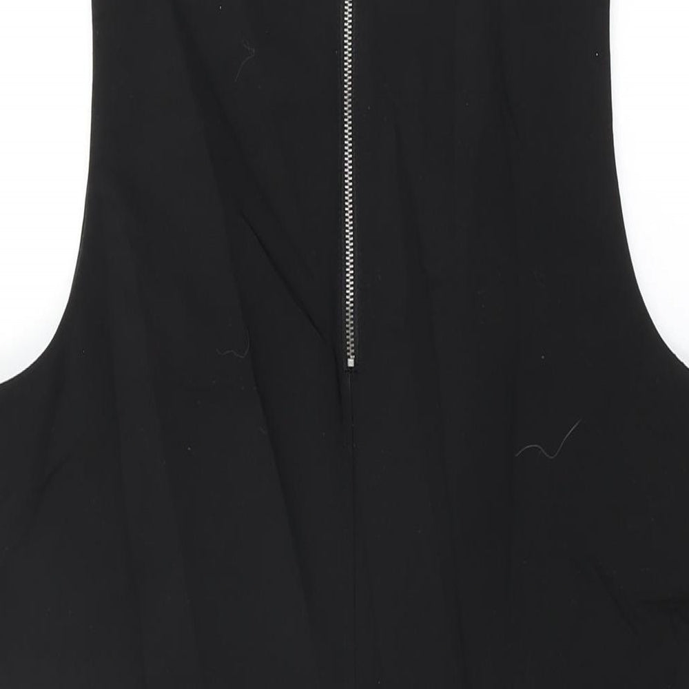 NEXT Womens Black Cotton Shift Size 12 Round Neck Zip